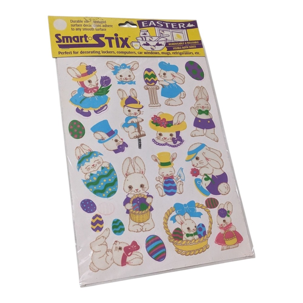 Vintage Eureka Smart Stix Easter Bunny Rabbit Stickers Decorations New Eaatr